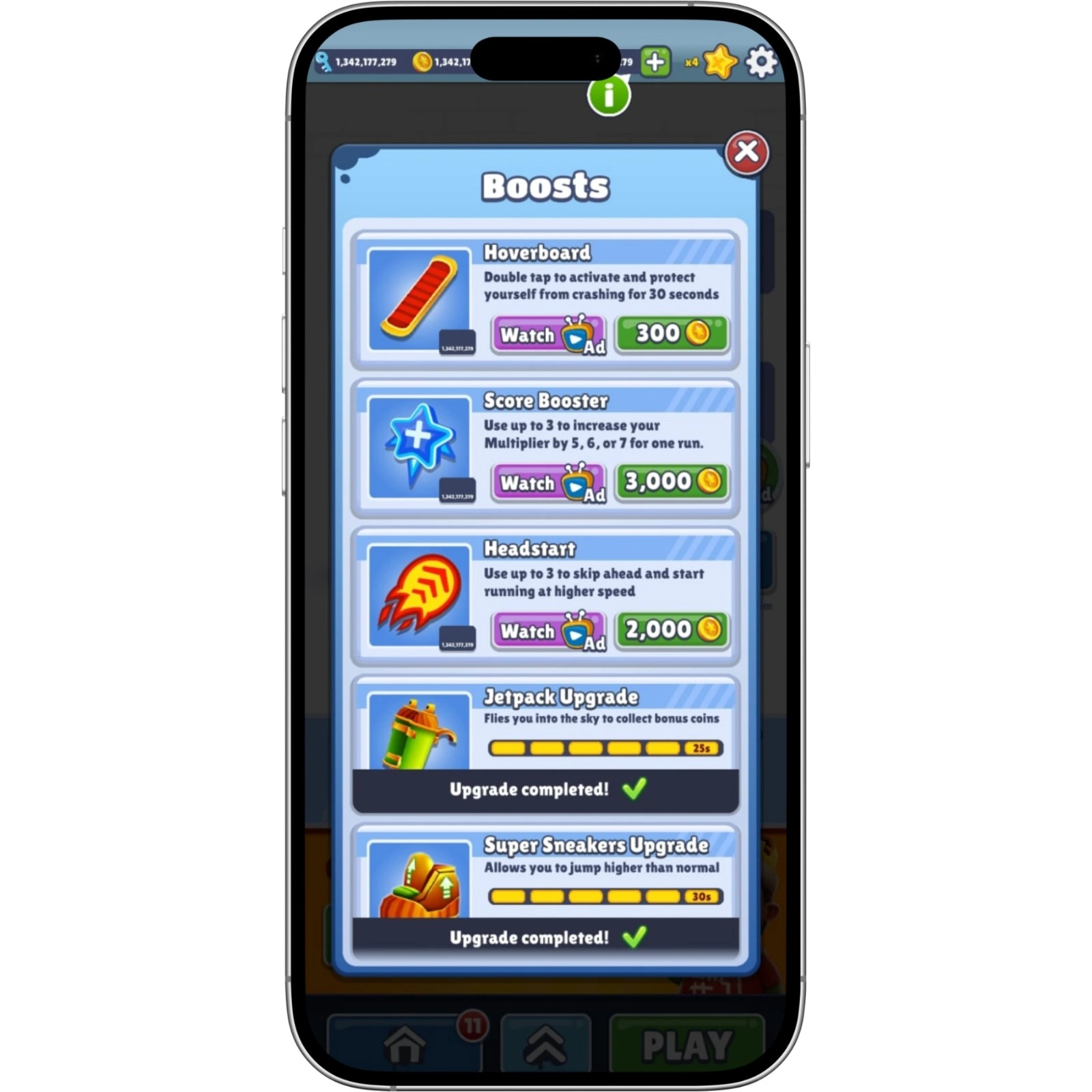 Subway surfers mod apk 5 Boosters